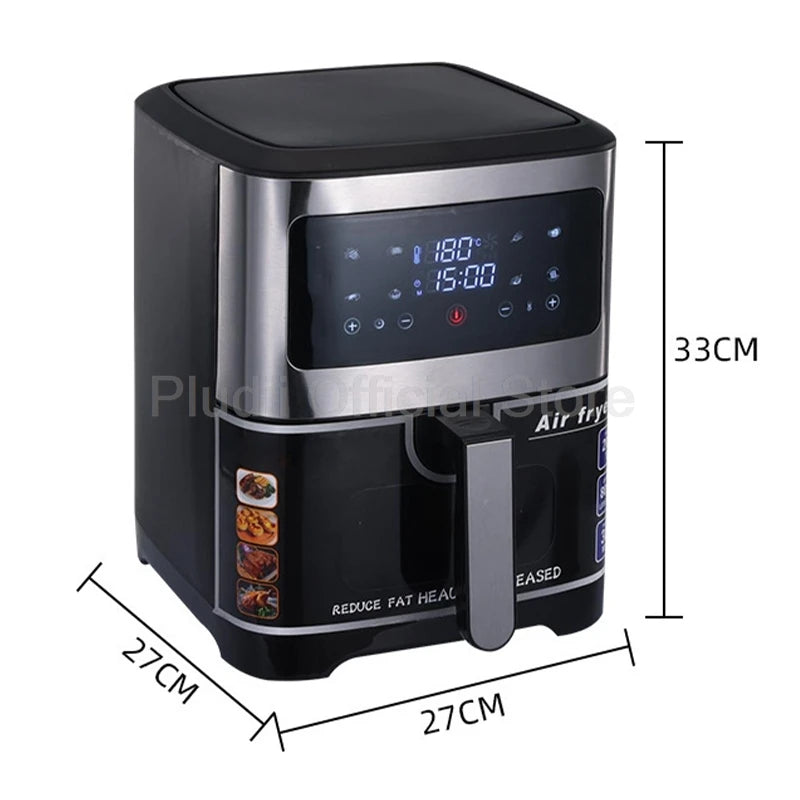 1400W Smart Air Fryer Oven – 6L Large Capacity 360° Hot Air Cooker with Transparent Window