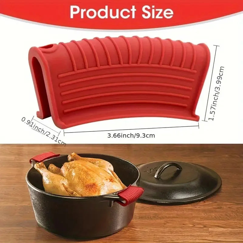 Silicone Pot Handle Grip Covers (2/4 PCS) – Heat-Resistant Anti-Slip Holder for Cast Iron Pans