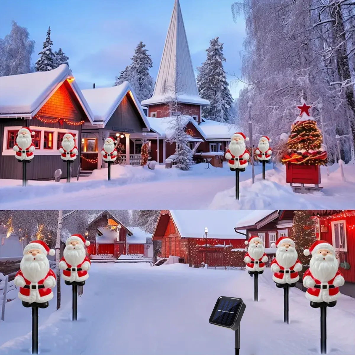 5PCS Solar Christmas Santa Pathway Lights – Garden Stake Lights for Patio & Holiday Decoration
