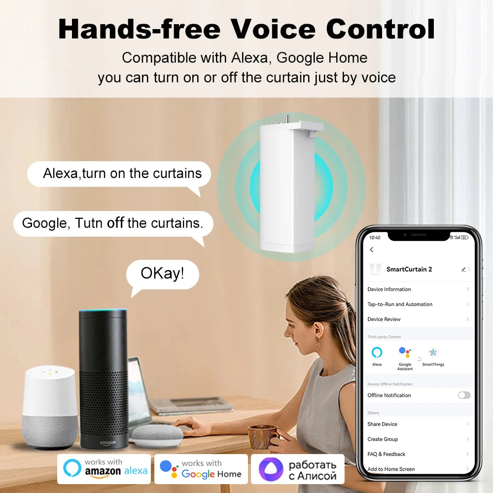 Tuya Smart Curtain Motor 155MM – Zigbee/WiFi Electric Shutter with App, Remote & Voice Control