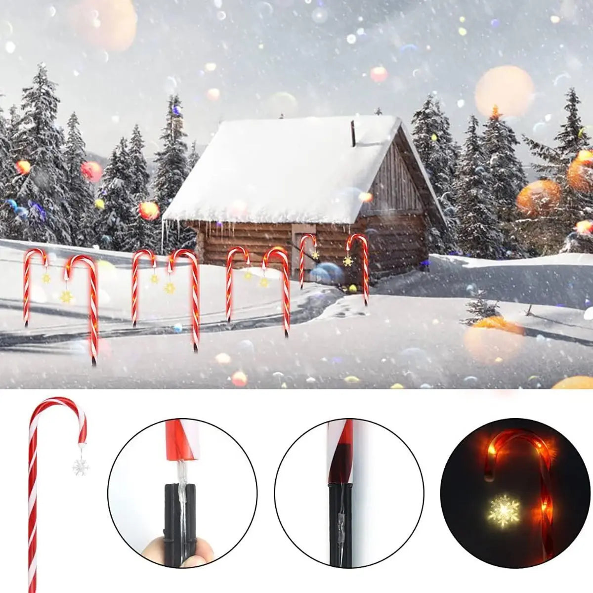 8PCS Solar Garden Cane Lights – 8-Function Waterproof Decorative Xmas Candy Lights