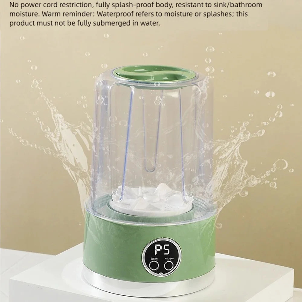 Cordless 1L Mini Portable Washer – USB Rechargeable 3000mAh 2-Speed Travel Laundry Cleaner