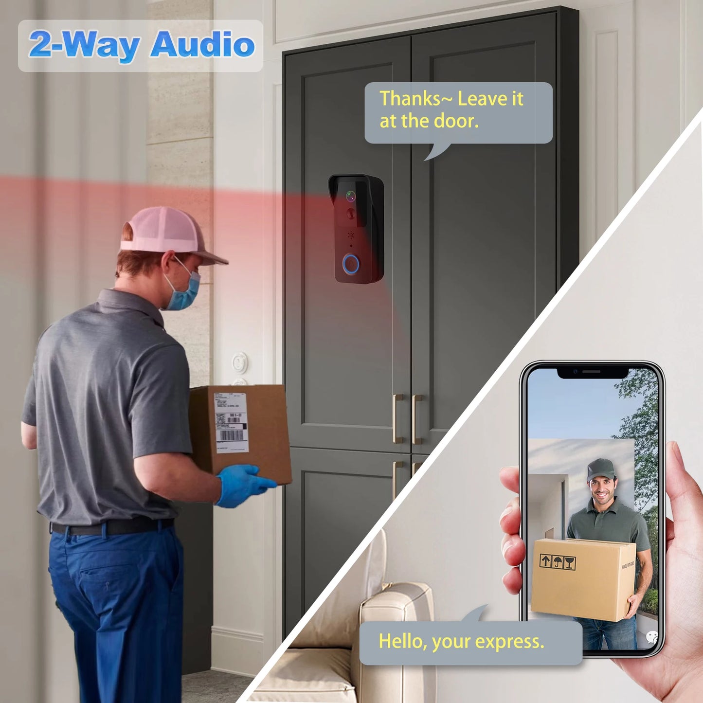 5G/2.4G WiFi Video Doorbell – 1080P Smart Outdoor Wireless Camera with Intercom & Waterproof