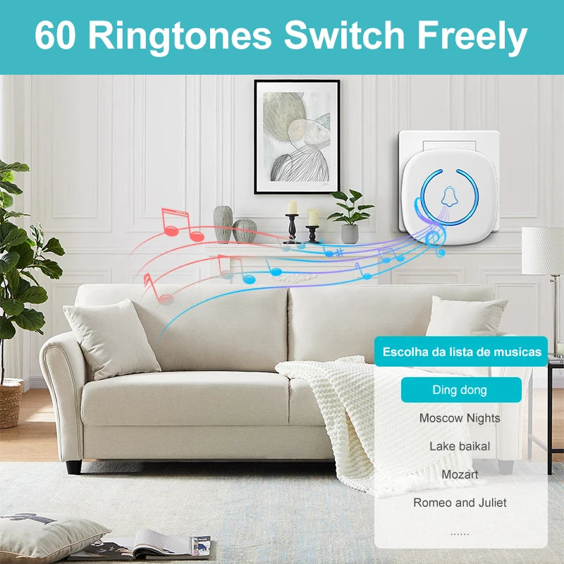 Wireless Smart Doorbell – 300M Long Range Home Door Chime with 60 Melodies