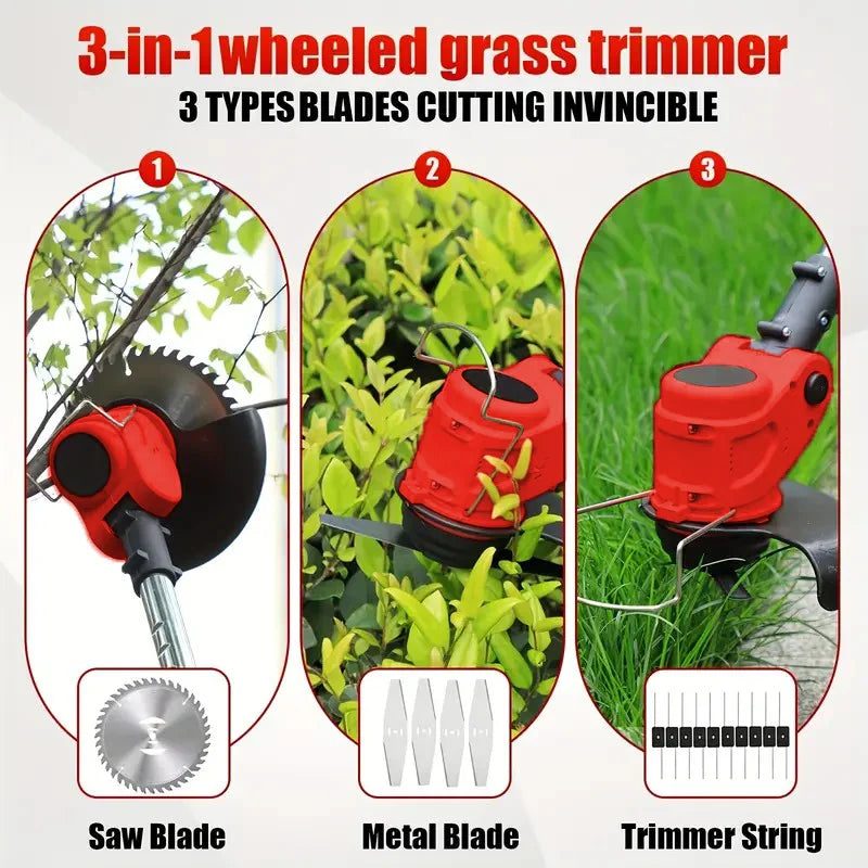 Cordless Lawn Trimmer & Weed Wacker – Grass Edger with 2 Li-Ion Batteries & 3 Cutting Blades