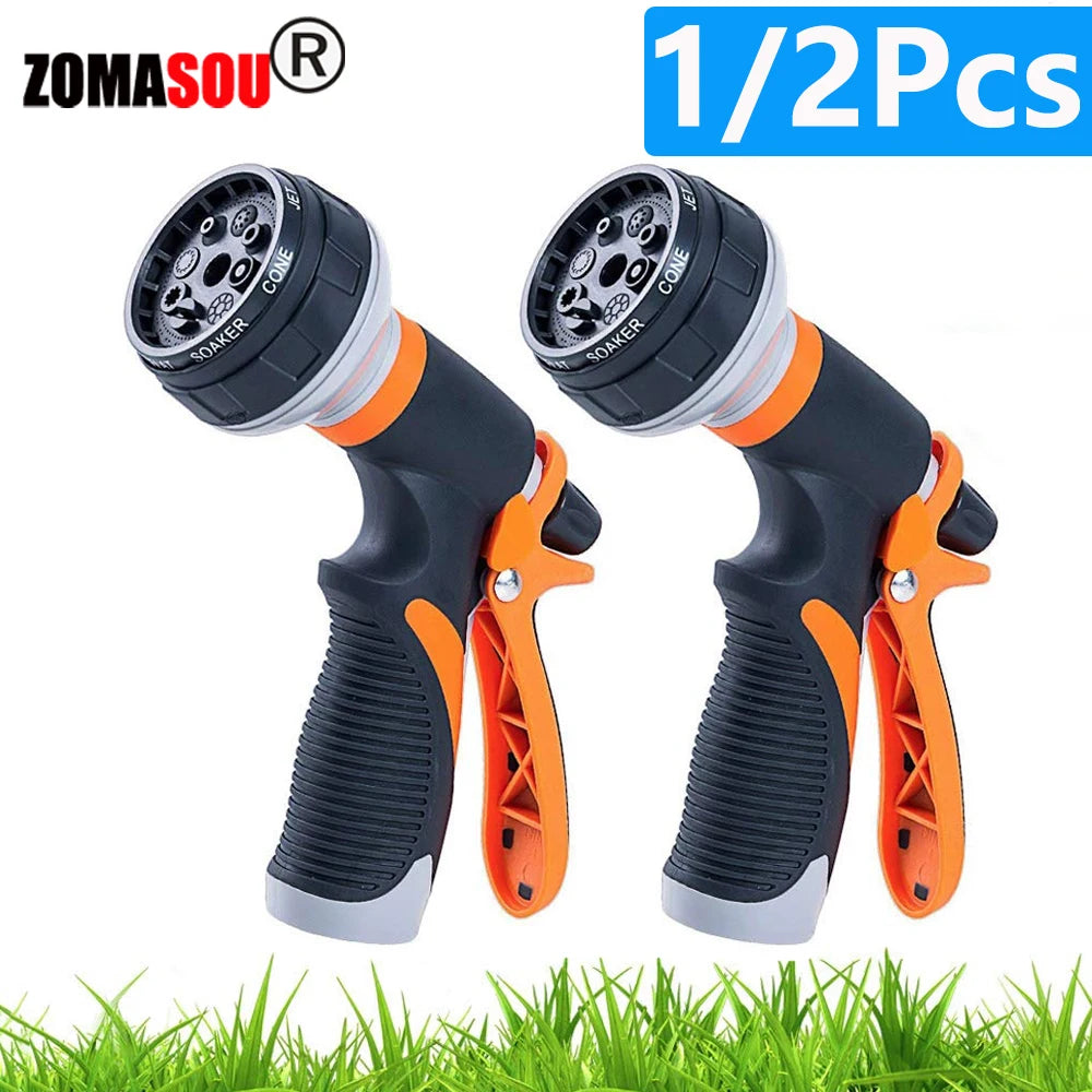ZOMASOU Garden Hose Spray Gun (1/2 PCS) – 8-Mode High-Pressure Water Nozzle for Car Wash & Lawn
