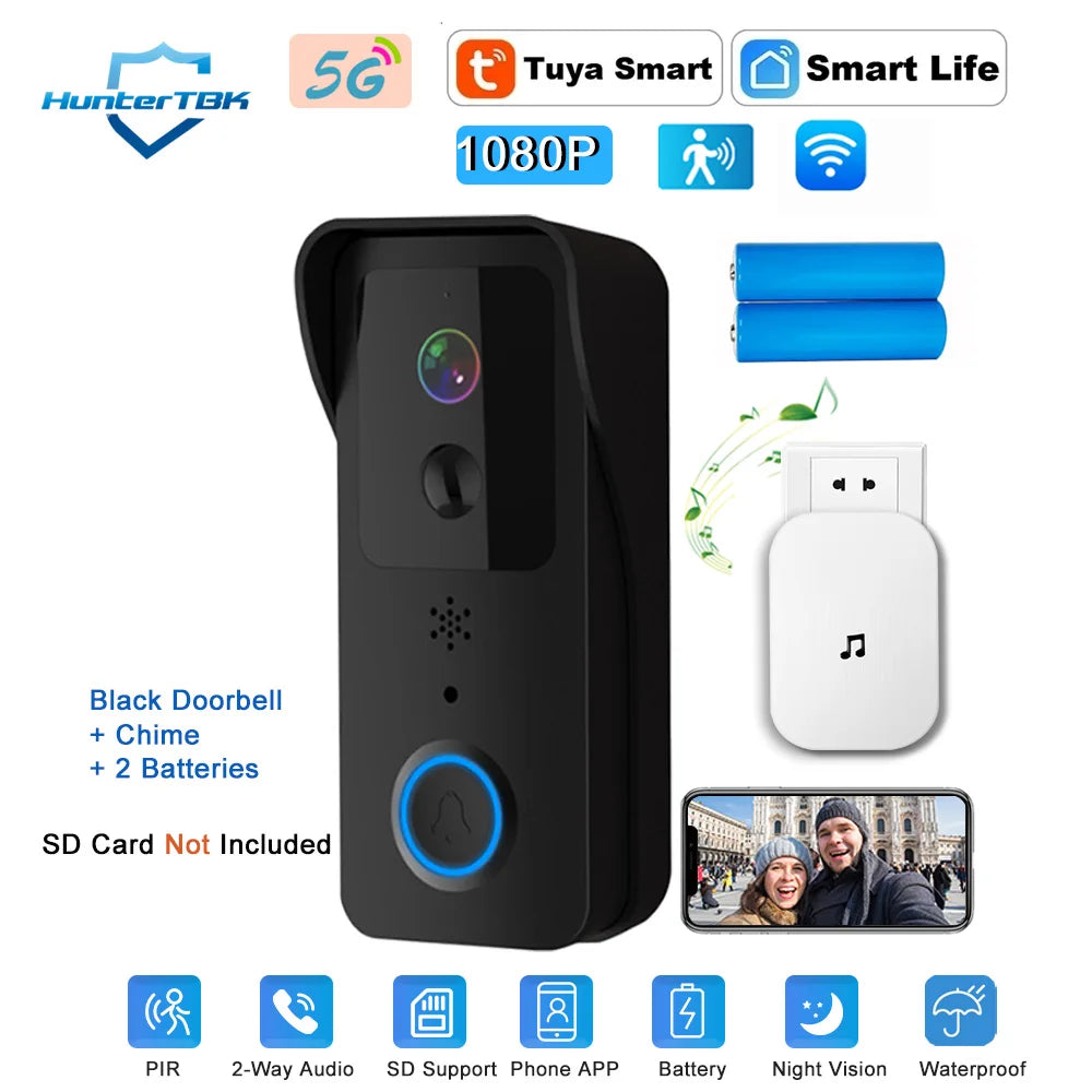 5G/2.4G WiFi Video Doorbell – 1080P Smart Outdoor Wireless Camera with Intercom & Waterproof