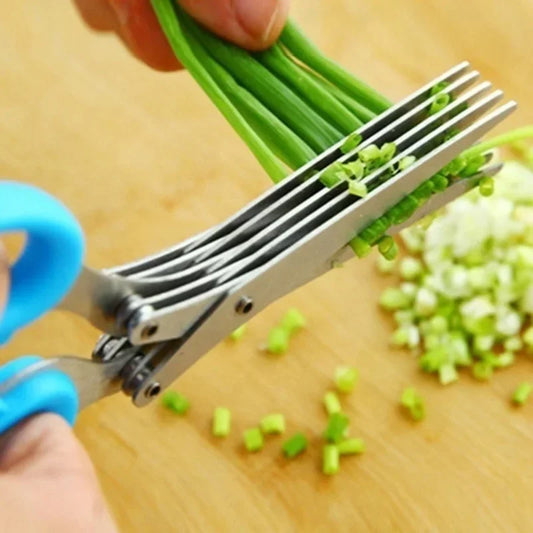 Multi-Functional Stainless Steel Kitchen Scissors – 3/5 Layer Pepper & Vegetable Chopper