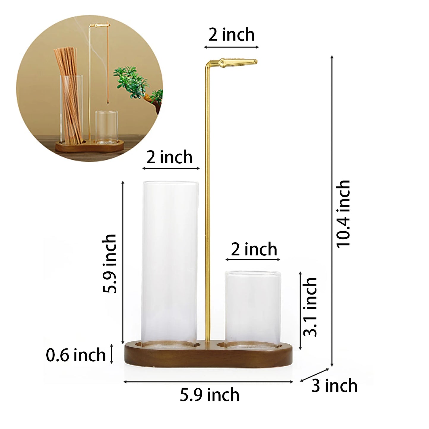 2-in-1 Incense Holder – Anti-Ash Flying Incense Burner with Glass Ash Catcher & Stick Organizer for Meditation & Yoga