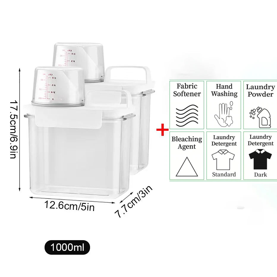 Refillable Laundry Detergent Dispenser – 1100/1800/2300ML Storage Container with Labels