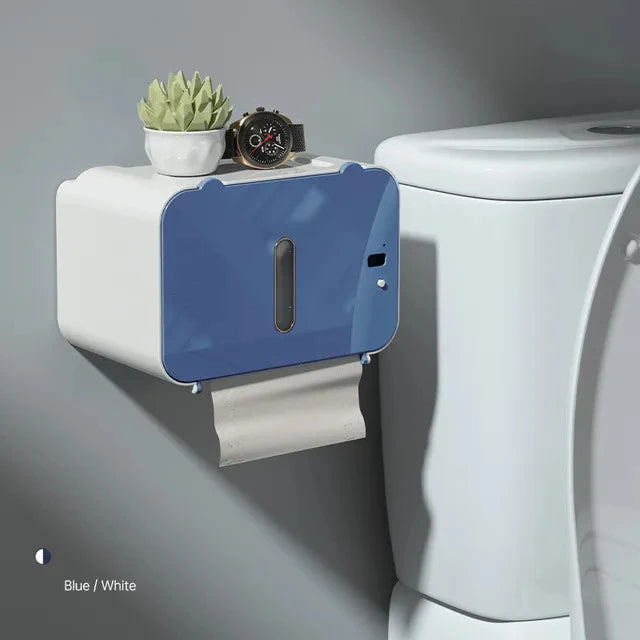 Automatic Induction Toilet Paper Holder – Wall-Mounted WC Paper Dispenser with Shelf for Bathroom