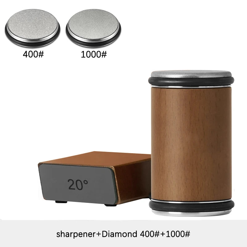 Rolling Knife Sharpener – Double-Sided Diamond Stone with 15/20° Magnetic Angle for Kitchen Knives