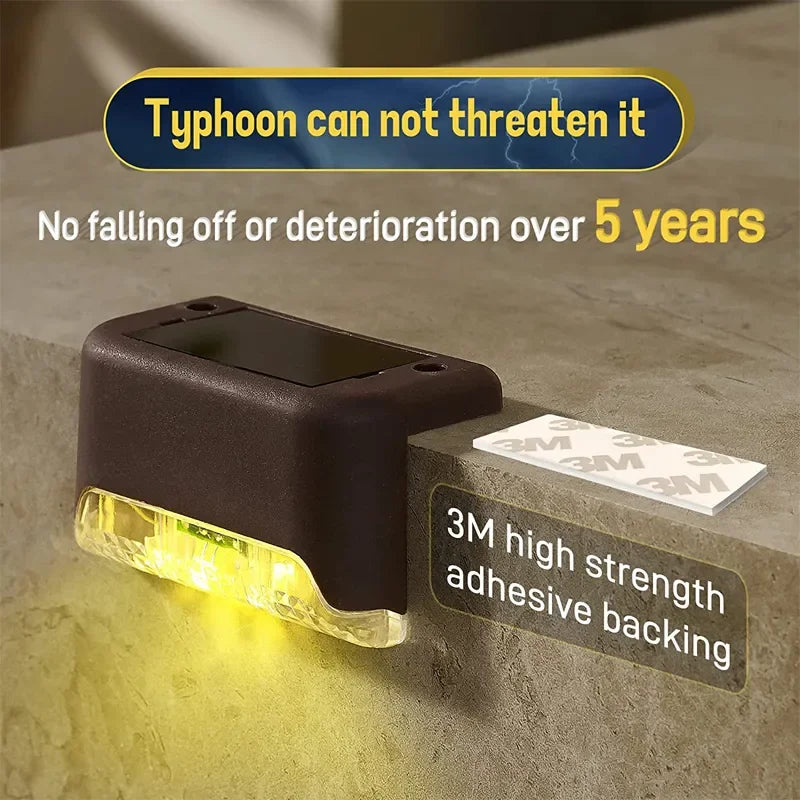 Warm White LED Solar Step Lamp – Waterproof Outdoor Garden & Stair Light for Patio & Balcony