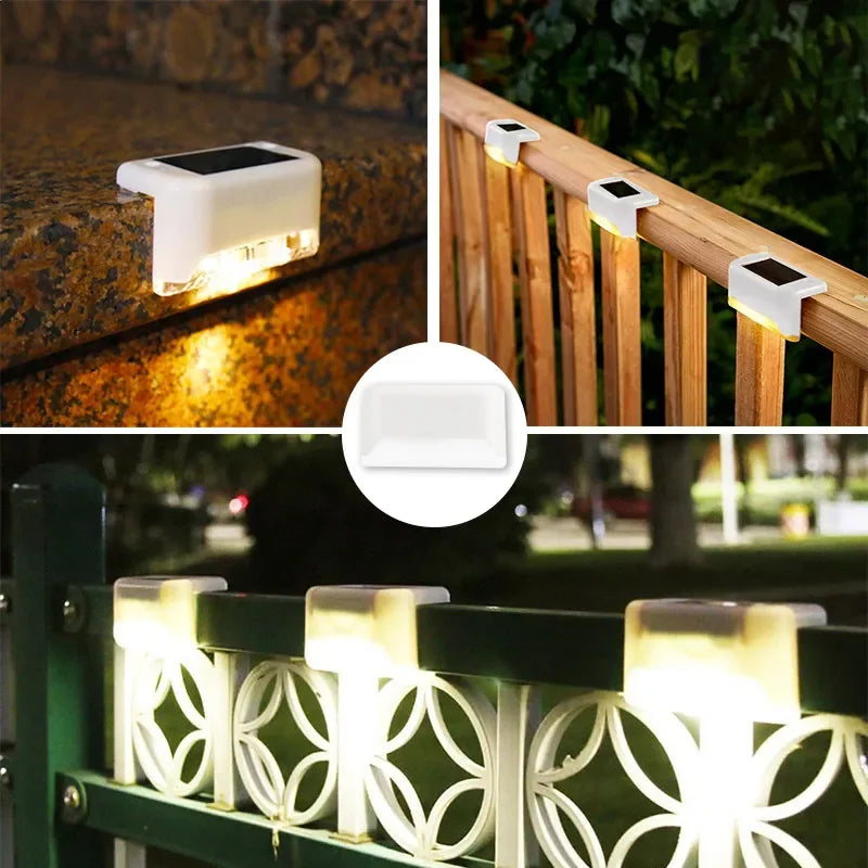 Warm White LED Solar Step Lamp – Waterproof Outdoor Garden & Stair Light for Patio & Balcony