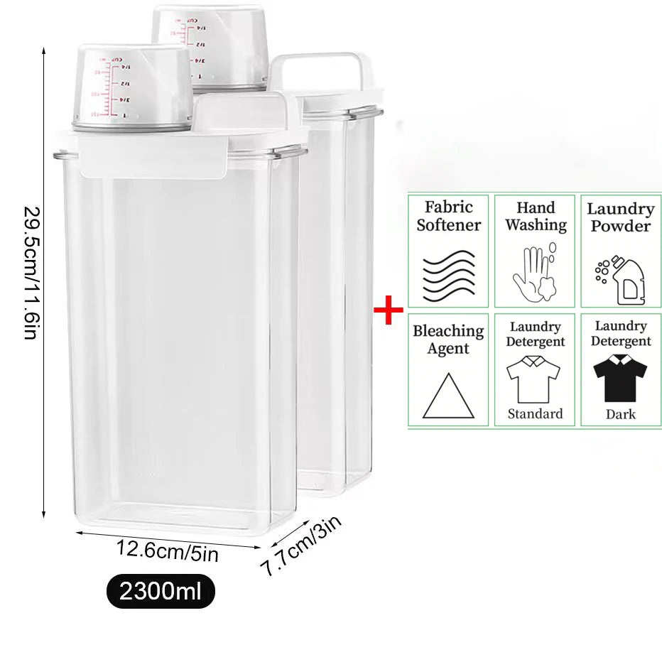 Refillable Laundry Detergent Dispenser – 1100/1800/2300ML Storage Container with Labels