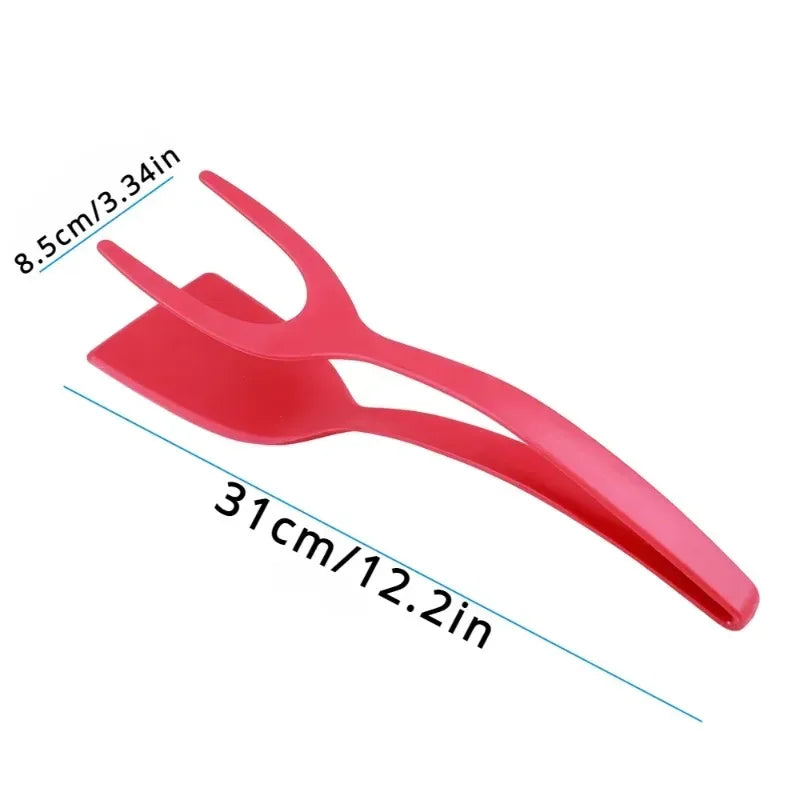 2-in-1 Nylon Flip Tongs – Egg Spatula & Steak Turner Kitchen Cooking Tool