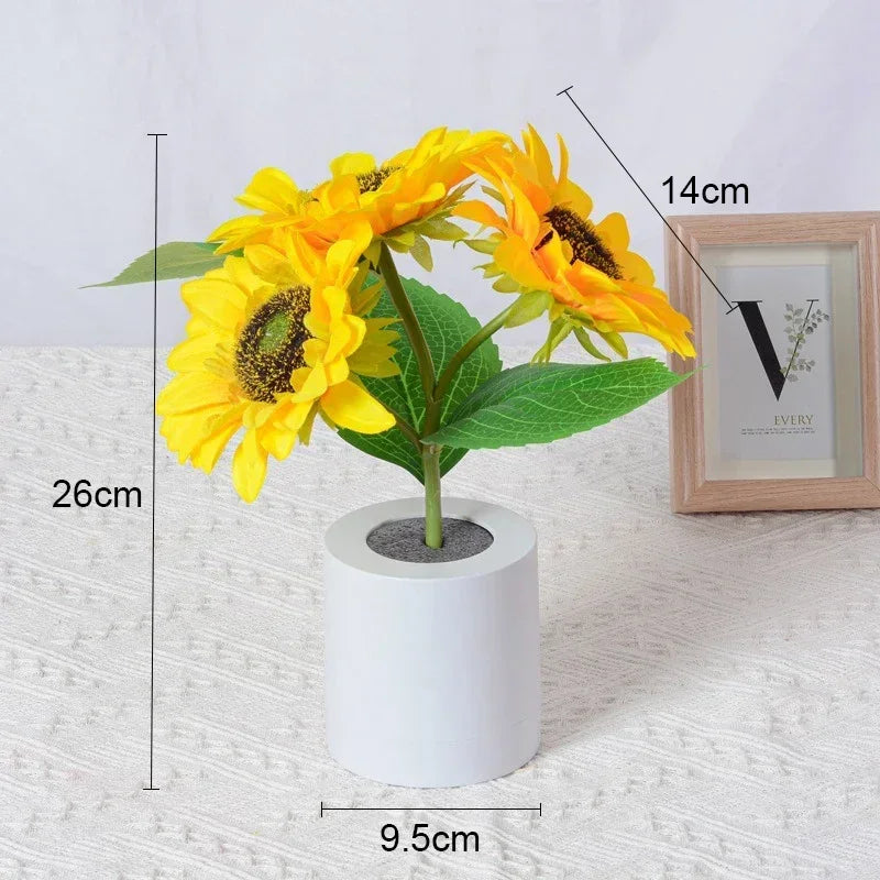 Rechargeable Sunflower LED Night Light – Decorative Bedside & Desktop Table Lamp for Bedroom Lighting