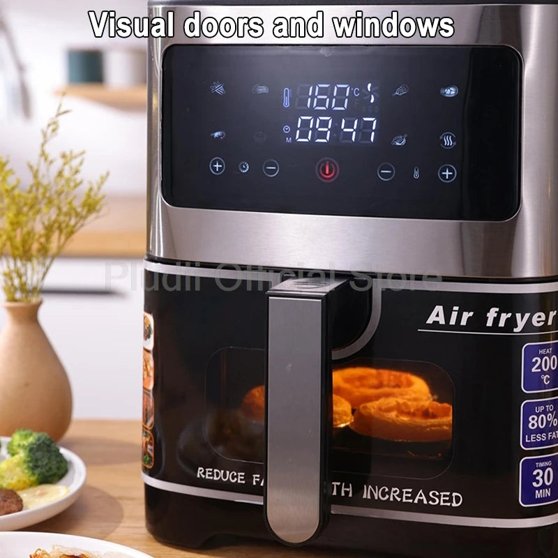 1400W Smart Air Fryer Oven – 6L Large Capacity 360° Hot Air Cooker with Transparent Window