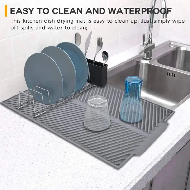Silicone Drain & Drying Mat – Non-Slip Anti-Scald Coaster for Kitchen Pots, Dishes & Utensils