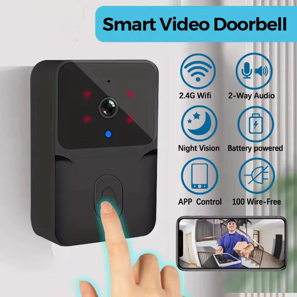 Wireless Smart Video Doorbell – WiFi Home Security Camera with 2-Way Audio & Night Vision