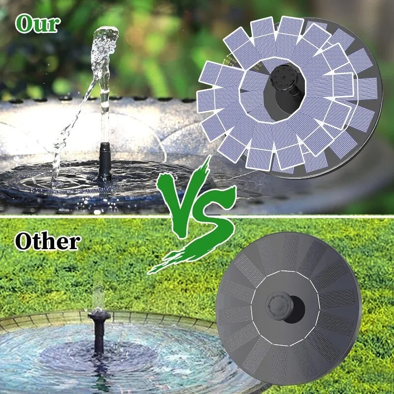 Outdoor Solar Fountain Pump – 1/1.5/2.5W with 6 Nozzles for Garden Pond & Decoration