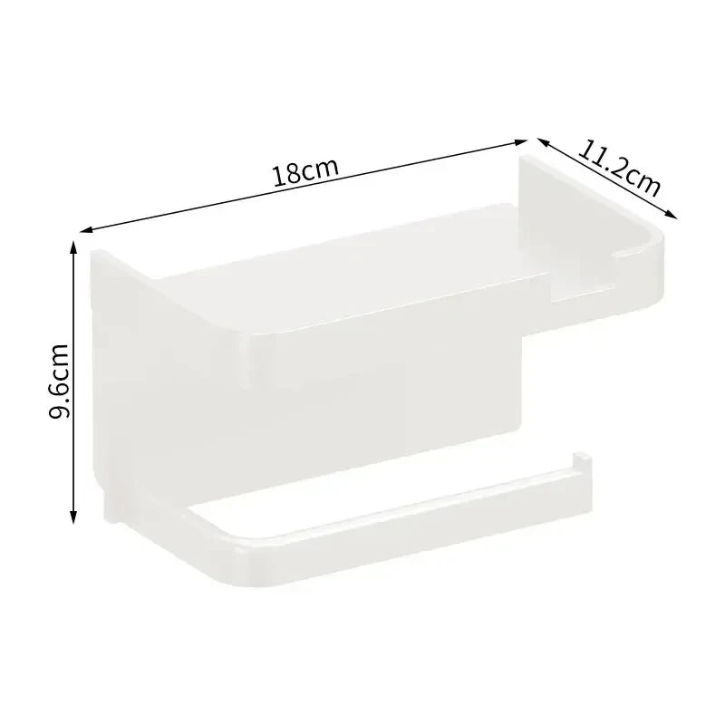 Toilet Paper & Kitchen Towel Holder – Wall-Mounted Plastic Storage Rack for Bathroom & Kitchen