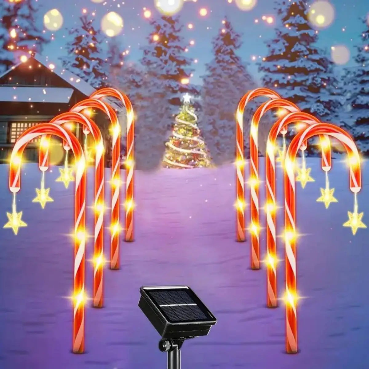 8PCS Solar Garden Cane Lights – 8-Function Waterproof Decorative Xmas Candy Lights