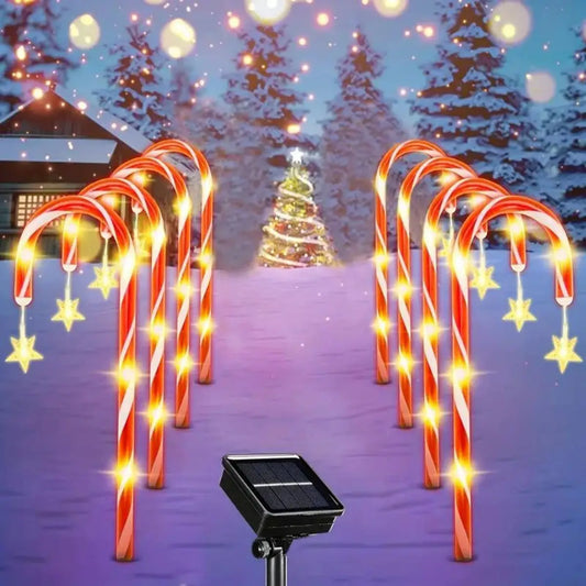 8PCS Solar Garden Cane Lights – 8-Function Waterproof Decorative Xmas Candy Lights