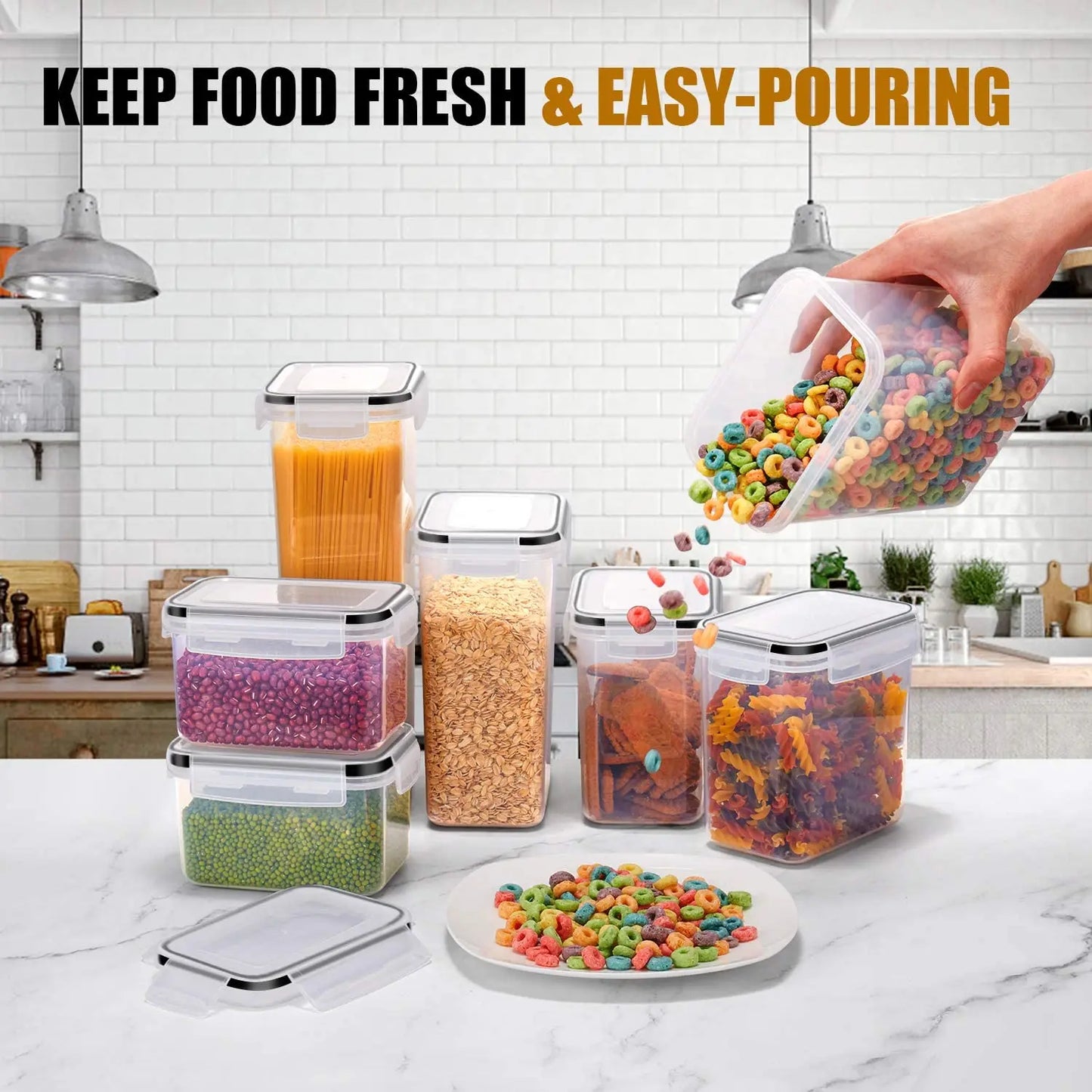 7-Piece Airtight Food Container Set – BPA-Free Plastic Storage Boxes with Labels & Pen