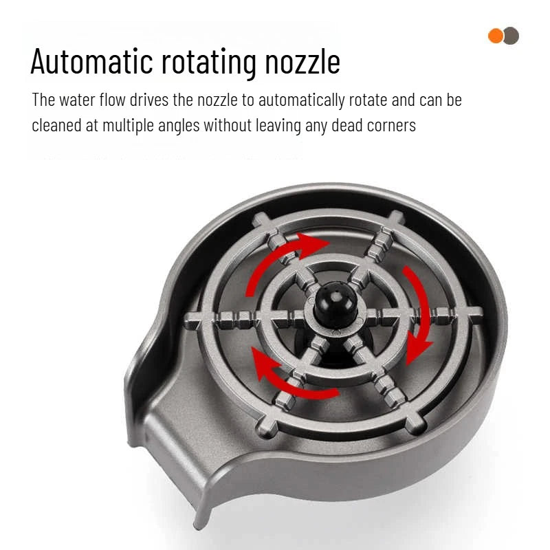 Household High-Pressure Cup Washer – Stainless Steel & ABS Automatic Rinse Tool for Kitchen & Bar