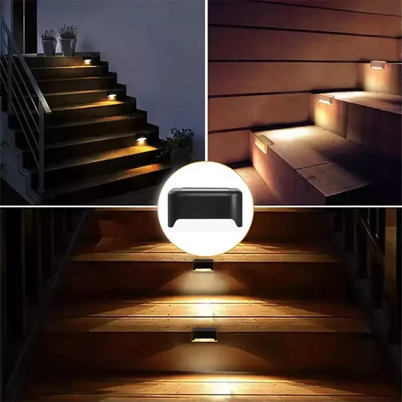 Warm White LED Solar Step Lamp – Waterproof Outdoor Garden & Stair Light for Patio & Balcony