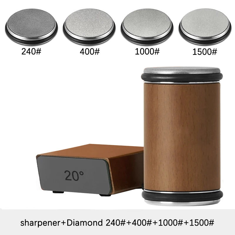 Rolling Knife Sharpener – Double-Sided Diamond Stone with 15/20° Magnetic Angle for Kitchen Knives