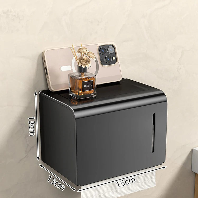 Waterproof Wall-Mounted Toilet Paper Box – Perforated Roll & Towel Storage Shelf Organizer for Bathroom