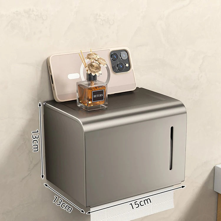 Waterproof Wall-Mounted Toilet Paper Box – Perforated Roll & Towel Storage Shelf Organizer for Bathroom