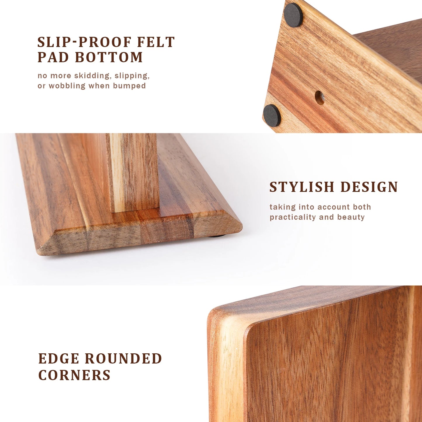 Acacia Wood Magnetic Knife Block – Strong Magnet Knife Holder Stand for Kitchen