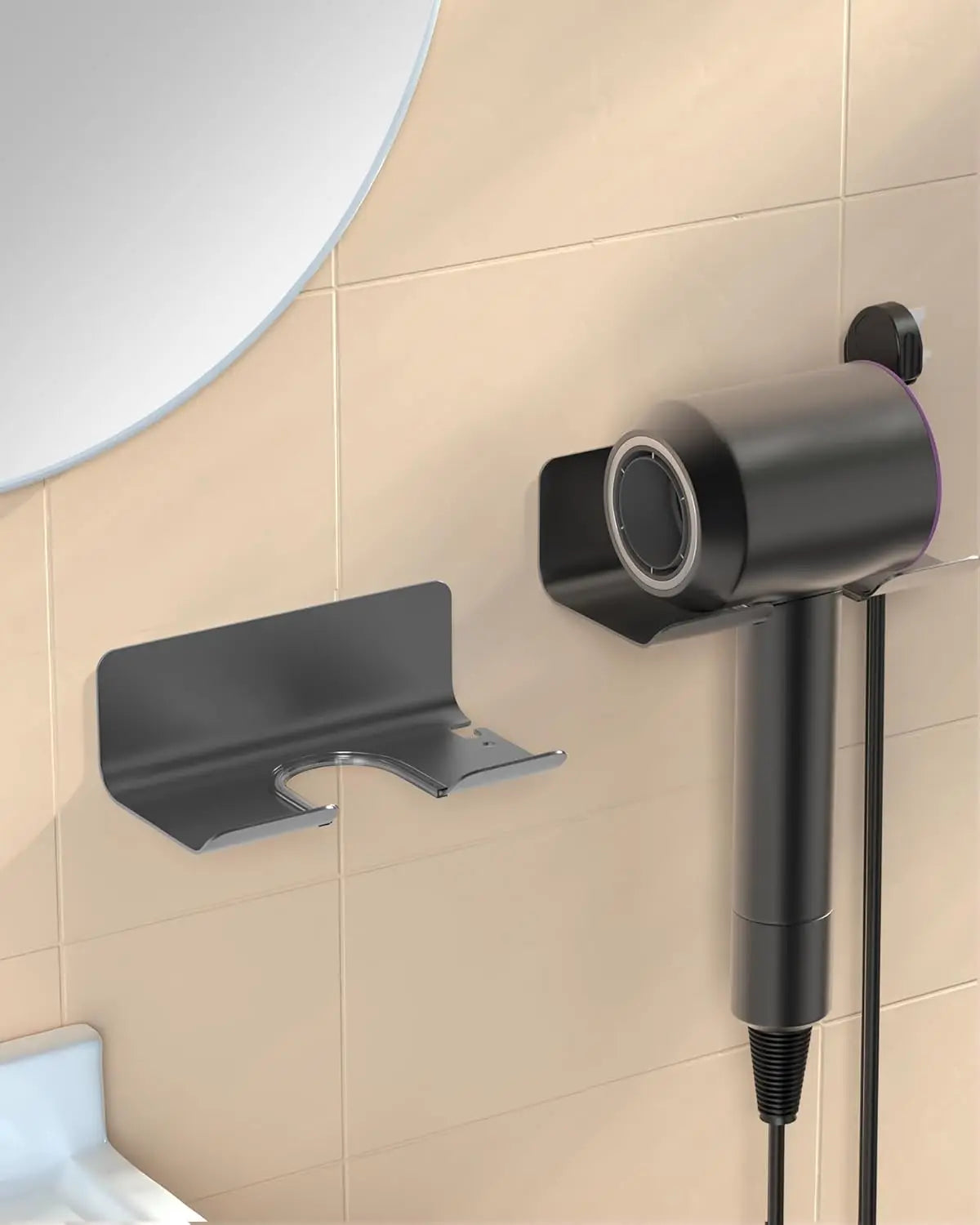 Wall-Mounted Hair Dryer Holder – Multi-Functional Bathroom & Kitchen Storage Rack