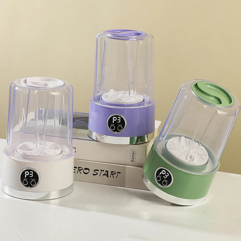 Cordless 1L Mini Portable Washer – USB Rechargeable 3000mAh 2-Speed Travel Laundry Cleaner