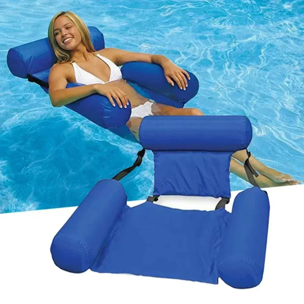 Foldable Floating Water Hammock – Inflatable Pool Lounger Recliner Bed & Swimming Float