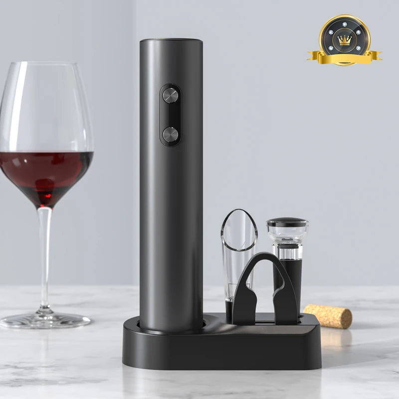 Electric Wine Opener Set Automatic Corkscrew with Aerator Pourer and Foil Cutter for Kitchen Bar Party Gifts