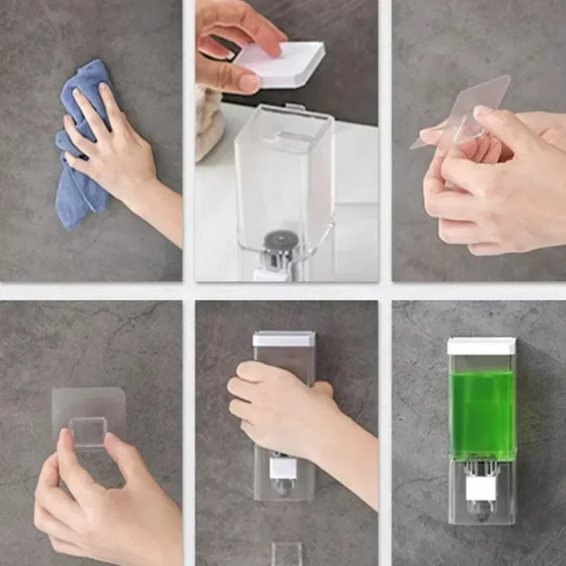 Manual Wall-Mounted Soap Dispenser – Transparent Traceless Bathroom Sanitizer Bottle