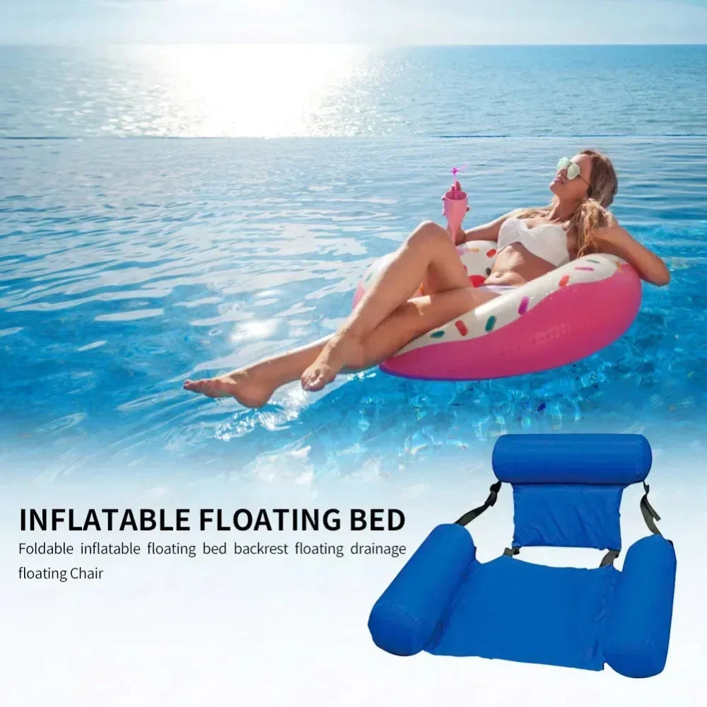 Foldable Floating Water Hammock – Inflatable Pool Lounger Recliner Bed & Swimming Float