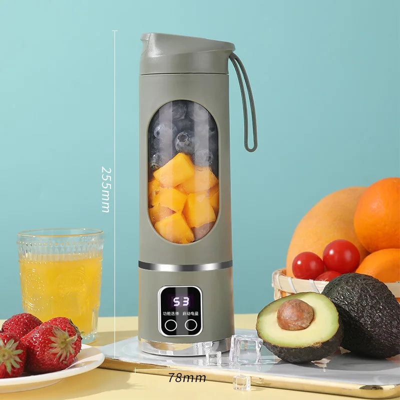 2025 Mini Electric Ice Crusher & Juicer – 450ML Household Juice Cup with Powerful Motor & Digital Display
