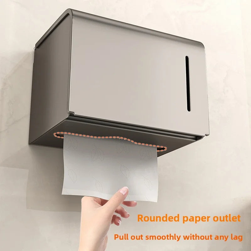 Waterproof Wall-Mounted Toilet Paper Box – Perforated Roll & Towel Storage Shelf Organizer for Bathroom