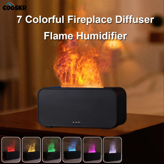 Mini Aroma Diffuser & Humidifier – 7-Color Flame LED with Essential Oil & Timer