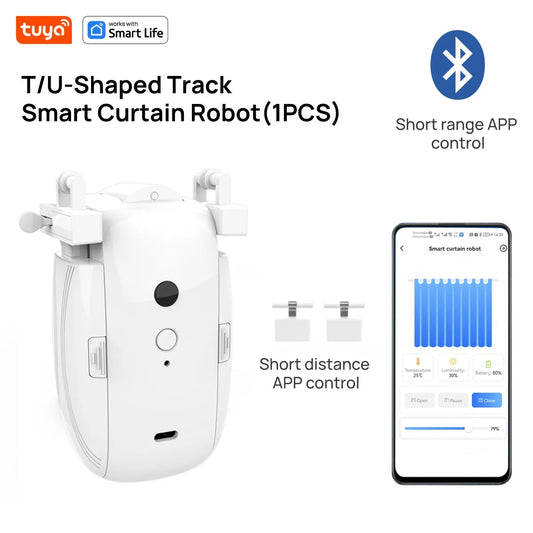 Tuya Smart Curtain Robot – Bluetooth App Control, Timed Switch & Pull-to-Start (8KG Load)