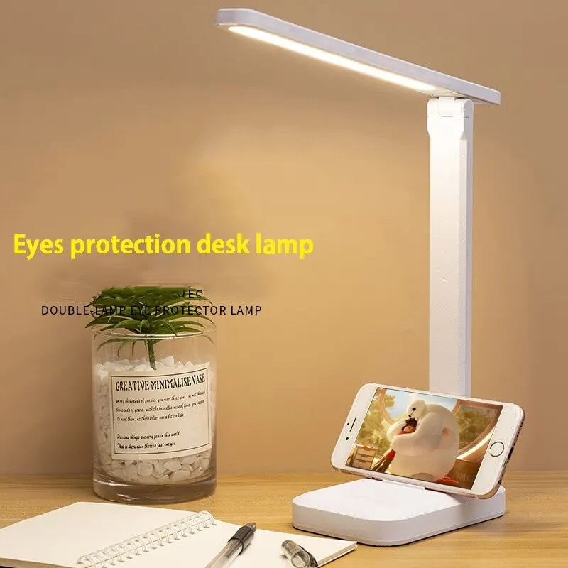 LED Touch Desk Lamp – Foldable USB Reading Lamp with Dimmable Eye-Care Light