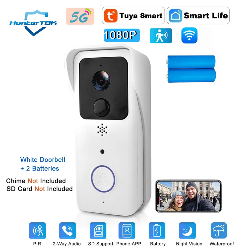 5G/2.4G WiFi Video Doorbell – 1080P Smart Outdoor Wireless Camera with Intercom & Waterproof