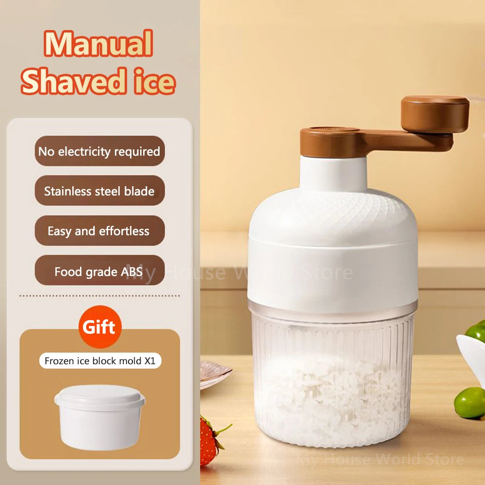 Mini Shaved Ice Machine – Hand-Operated Ice Crusher for Milkshakes & Household Use