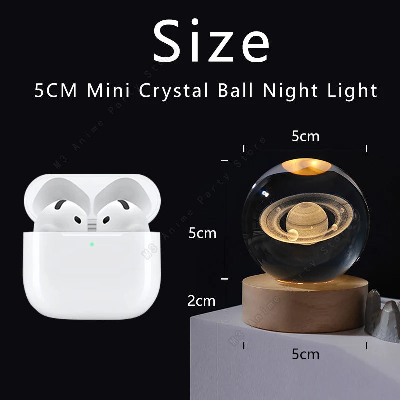 3D Crystal Ball Night Light – LED Galaxy Lamp with Saturn & Moon Design (5cm)