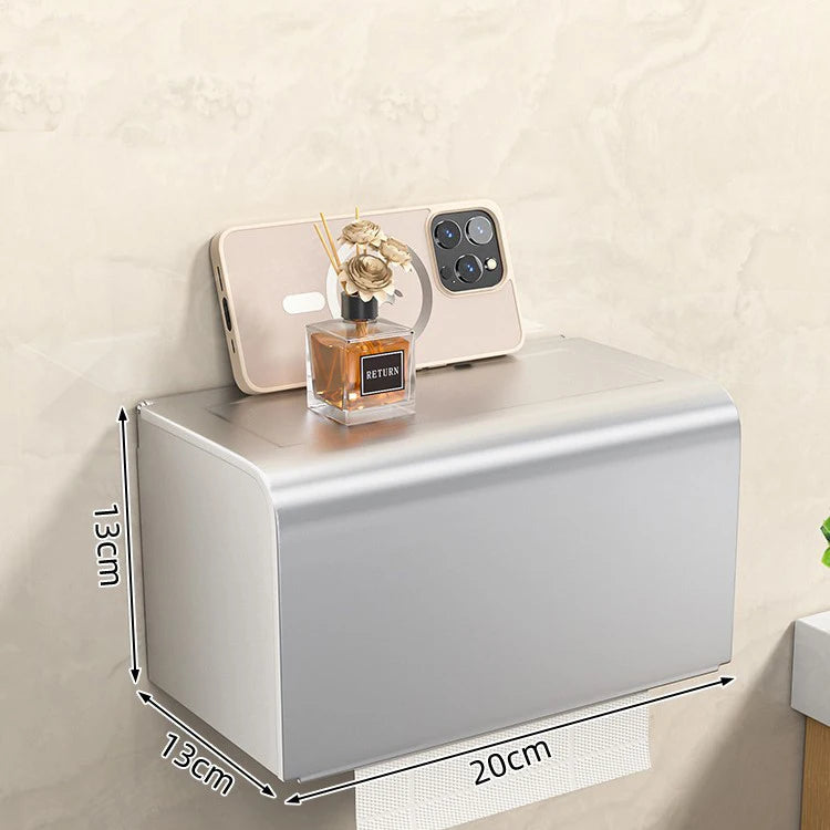 Waterproof Wall-Mounted Toilet Paper Box – Perforated Roll & Towel Storage Shelf Organizer for Bathroom